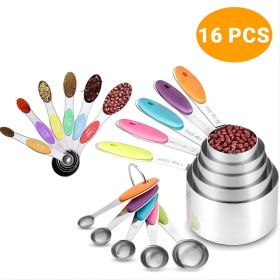 16 Pcs Measuring Cups and Spoons Set - 6 Double Sided Magnetic Measuring Spoons, 5 Measuring Cups & 5 Measuring Spoons, for Cooking & Baking