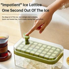 Ice Cube Tray With Lid And Bin, 64 Pcs Ice Cubes Molds, Ice Trays For Freezer, Ice Cube Tray Mold, With 2 Trays, Ice Freezer Container (Color: Green)