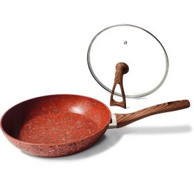 (shipped by FBA)10 Inch Frying Pan With Special Lid - Deluxe Copper Granite Stone Coating - PFOA PFOS PTFE Free - Premium Nonstick Scratch Proof Coati (Color: COPPER)